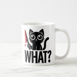 "Vad"? Lustigt svart katt. Murderous Cat med kniva Kaffemugg