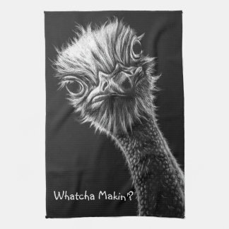 "Vad Makin?" Ostrich Black and White Kökshandduk
