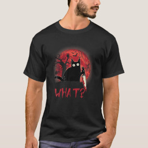 Vad Murderous Cat Holding Knivar Funny Halloween C T Shirt