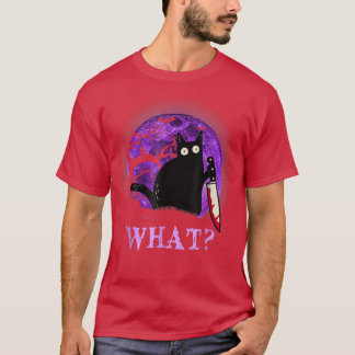 Vad Murderous Cat Holding Knivar Funny Halloween C T Shirt