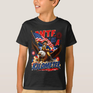 Vad på jorden är en kilometer patriotisk grundande t shirt
