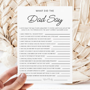Vad pappan sa minimalistiska babyshower-spel inbjudningar