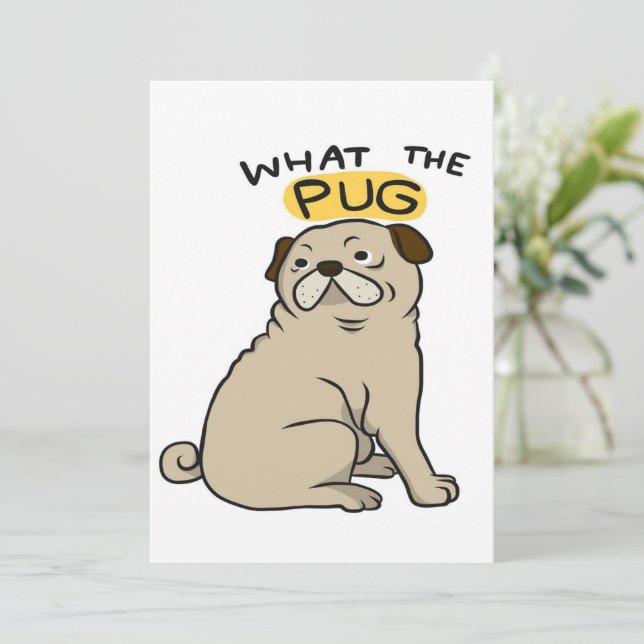 Vad Pug Cute Tjock Pug Julkort (Stående Fram)