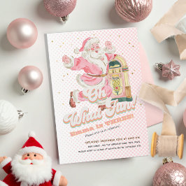 Vad Roligt-Rosa Retro Santa Theter Girl Birthday Inbjudningar