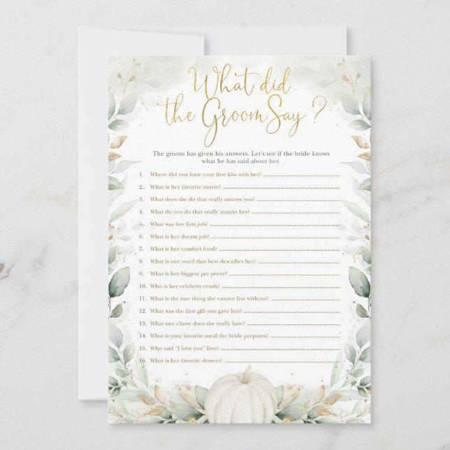 Vad sa Groom att Möhippan "Fall Pumpkin-spel" (Framsida)