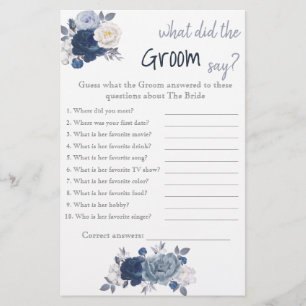 Vad sa Groom? Blåblommiga visningsspel Flygblad