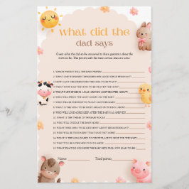 Vad sa Pappa Boskap Baby Shower Game?