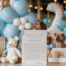 Vad sa Pappa pastel Blue Bow Baby Shower? Inbjudningar