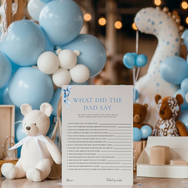 Vad sa Pappa pastel Blue Bow Baby Shower? Inbjudningar (Skapare uppladdad)