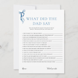 Vad sa Pappa pastel Blue Bow Baby Shower? Inbjudningar