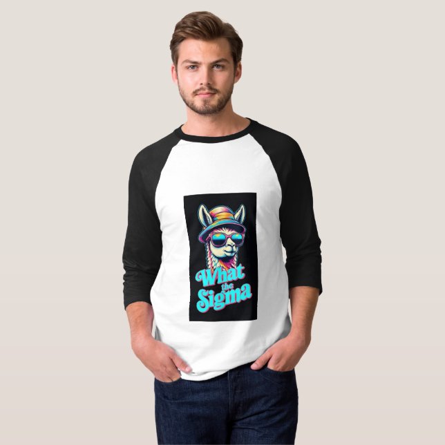 Vad Sigma - Coolan Llama i Retro Vibe T-Shirt (Hel framsida)