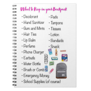 Vad ska du göra med behålla i ryggsäcken? anteckningsbok