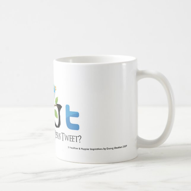 "Vad skulle den Jesus tweeten" inget tal bubbla Kaffemugg (Höger)