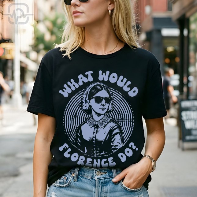 Vad skulle Florence göra? Florence Nightingale Ret T Shirt (What Would Florence Do? Florence Nightingale Retro T-Shirt)
