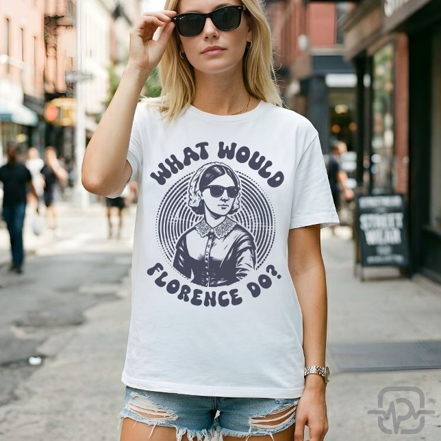Vad skulle Florence göra? Florence Nightingale Ret T Shirt (What Would Florence Do? Florence Nightingale Retro T-Shirt)