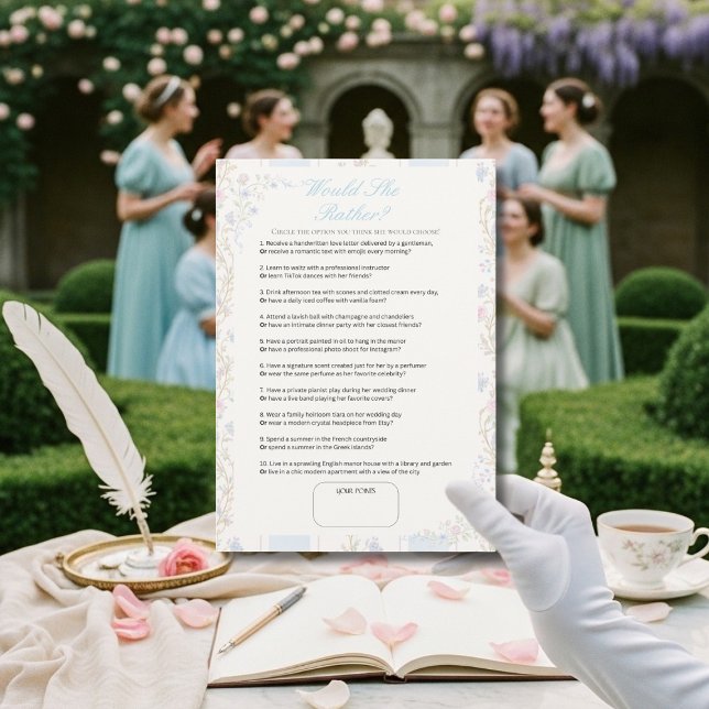 Vad skulle hon välja? Bröllopsdusch spel med blomm Inbjudningar (What Would She Choose? Floral Bridal Shower game )