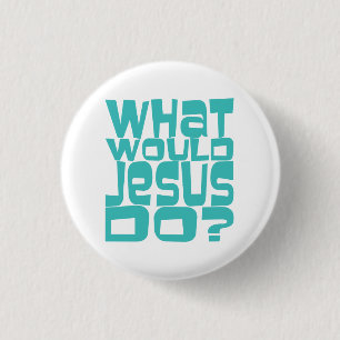 Vad skulle Jesus göra om WJD Teal Christian Button Knapp