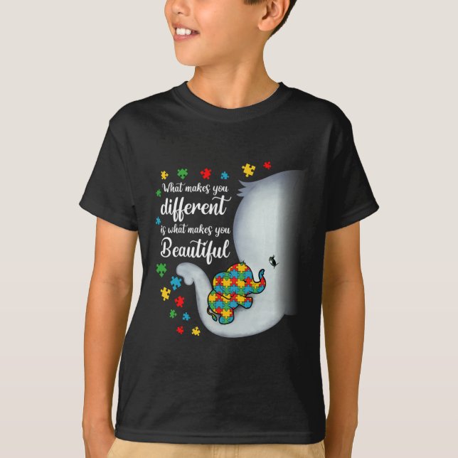 Vad som gör dig annorlunda Elefant Autism Mamma Po T Shirt (Framsida)