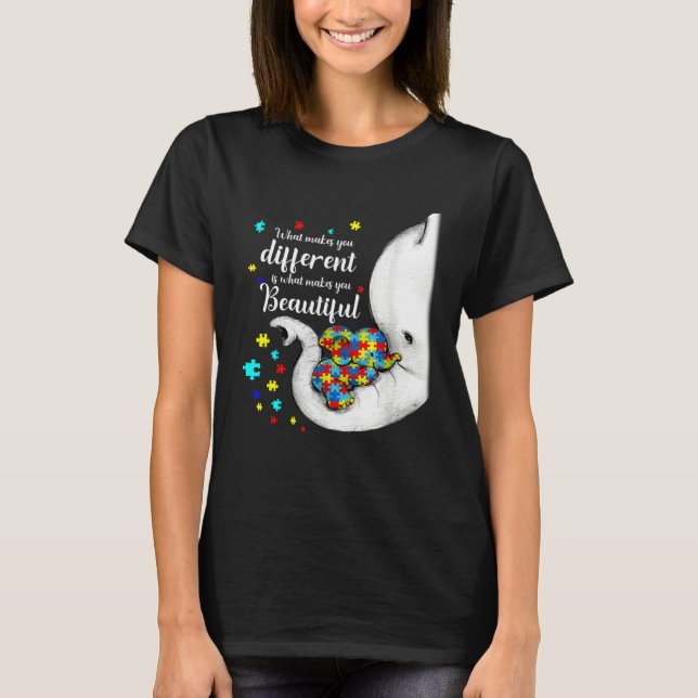 Vad som gör dig annorlunda Elefant Mamma Barn Auti T Shirt (Framsida)