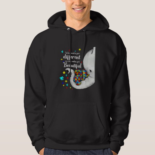 Vad som gör dig annorlunda Elefantmamma Autism Bar Hoodie (Framsida)