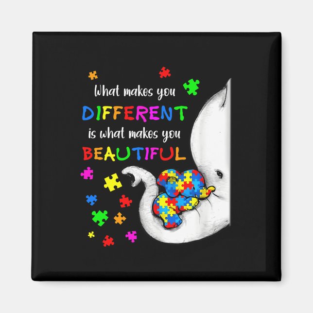Vad som gör dig annorlunda Elefantmamma Autism Bar Magnet (Framsidan)