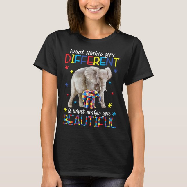 Vad som gör dig annorlunda Elefantmamma Autism Bar T Shirt (Framsida)