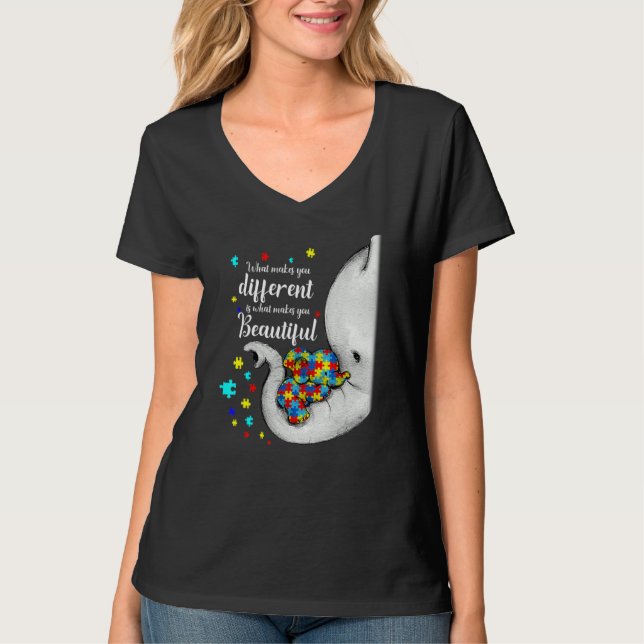 Vad som gör dig annorlunda Elefantmamma Autism Bar T Shirt (Framsida)
