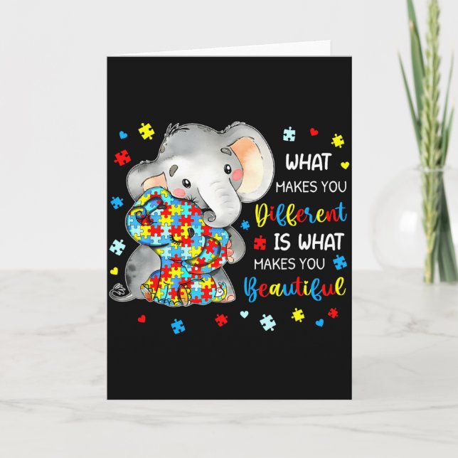 Vad som gör dig annorlunda Vacker Elefant Autism Kort (Framsida)
