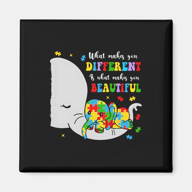Vad som gör dig annorlunda vacker elefant autism magnet (Framsidan)