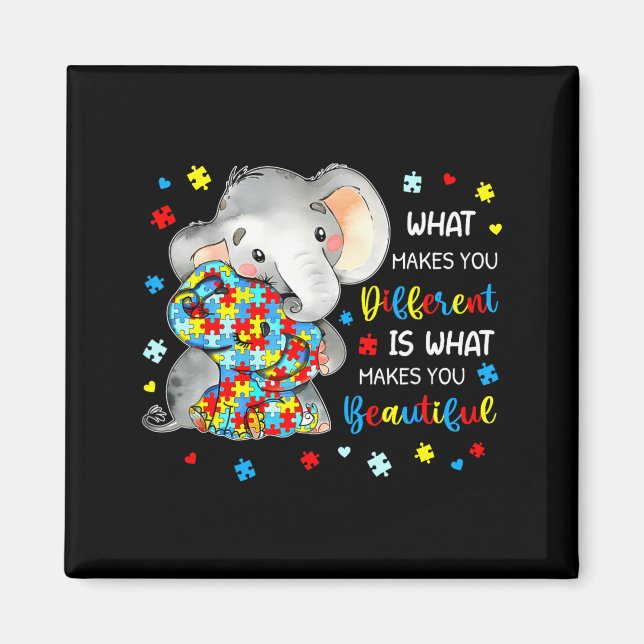 Vad som gör dig annorlunda vacker elefant autism magnet (Framsidan)