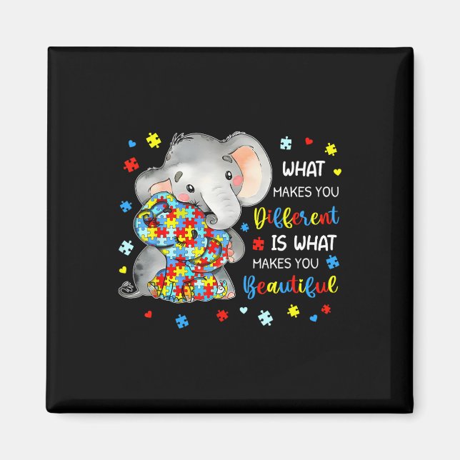 Vad som gör dig annorlunda vacker elefant autism magnet (Framsidan)
