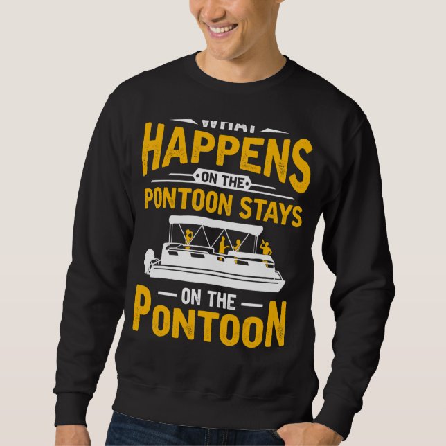 Vad som händer med Pontoon Boat Kapten Manar? Lång Ärmad Tröja (Framsida)