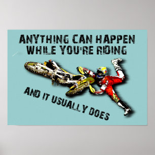 Vad Som Helst Kan Hända Dirt Bike Motocross Roligt Poster