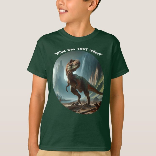 "Vad var det där bullret?" Dino Boy's T Shirt (Framsida)