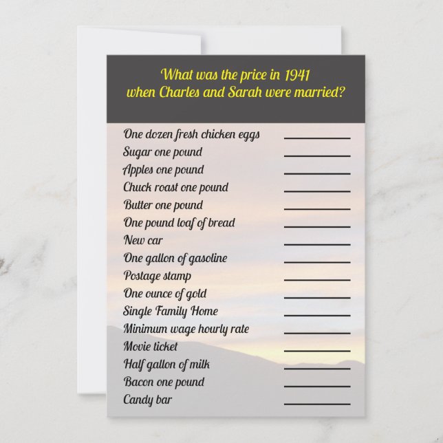 Vad var Pris-spelet | Familjeåterträff solnedgång Inbjudningar (Framsida)