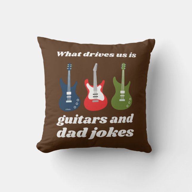 VAD VI HAR ÄR GUITARS OCH PAPPA JOKES Lustiga Kudde (Framsida)