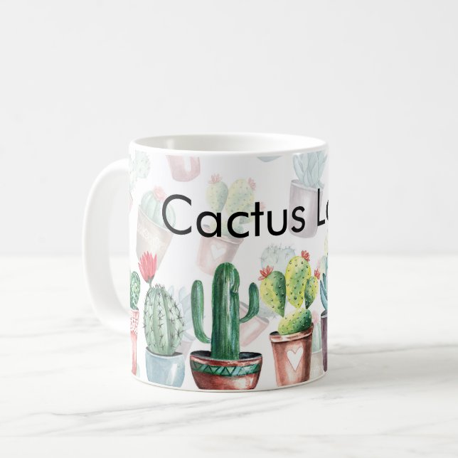 Vad Vintagen Succulent Plant Retro Cactus Kaffemugg (Framsida vänster)