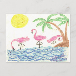 Vadande flamingos vykort