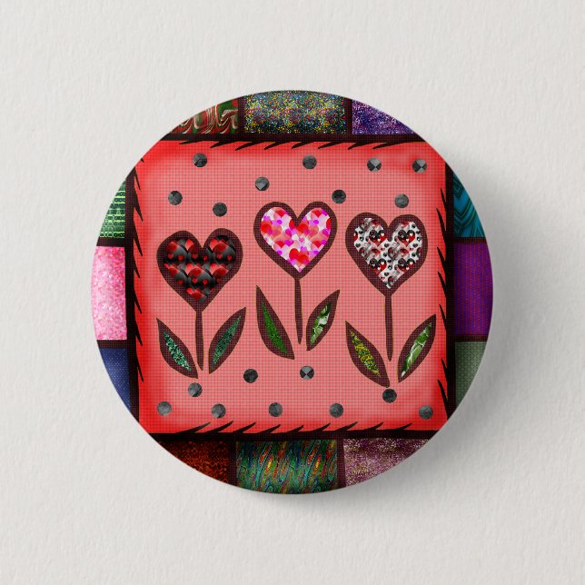 Vadderade hjärtaT-tröja och gåvor Knapp (Framsida)