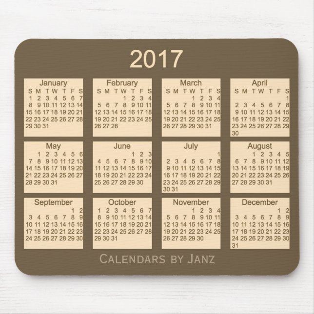 Vadderar brun kalender 2017 vid den Janz musen Musmatta (Framsidan)