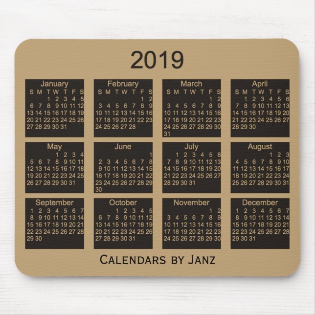 Vadderar brun kalender 2019 vid den Janz musen Musmatta (Framsidan)
