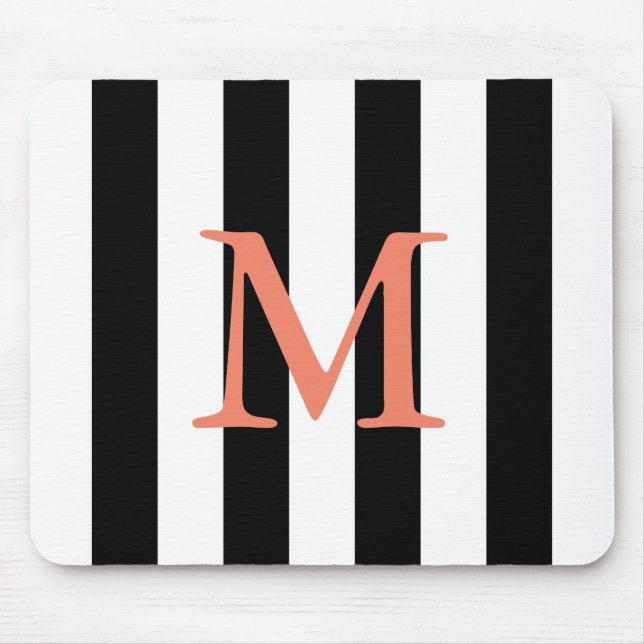 Vadderar den monogrammed musen för den svartvita musmatta (Framsidan)