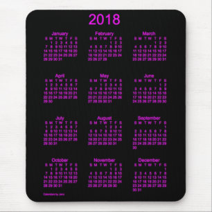 Vadderar den rosa kalendern 2018 för neon vid den musmatta
