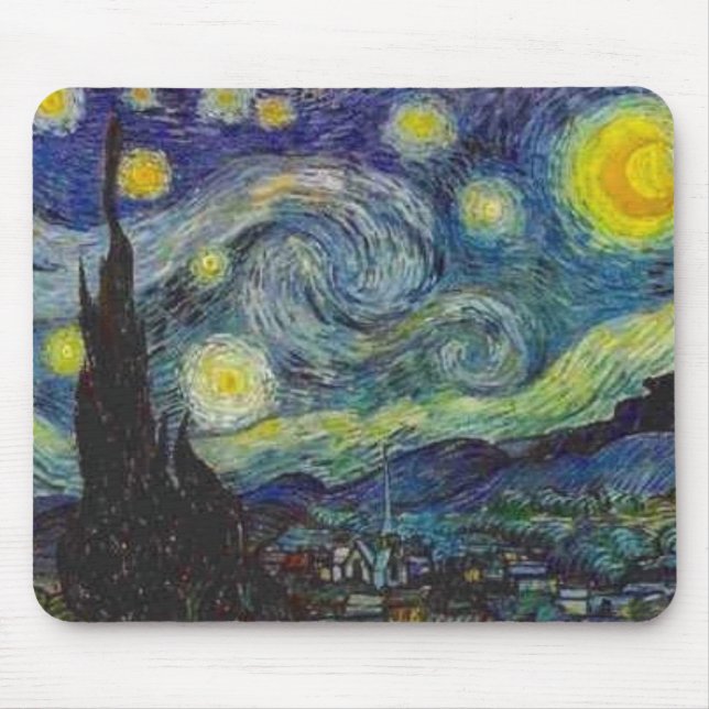 Vadderar musen Van Gogh för den Starry natten Musmatta (Framsidan)