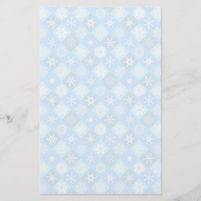vadderat snowflake- och vintermönster brevpapper (Framsida)