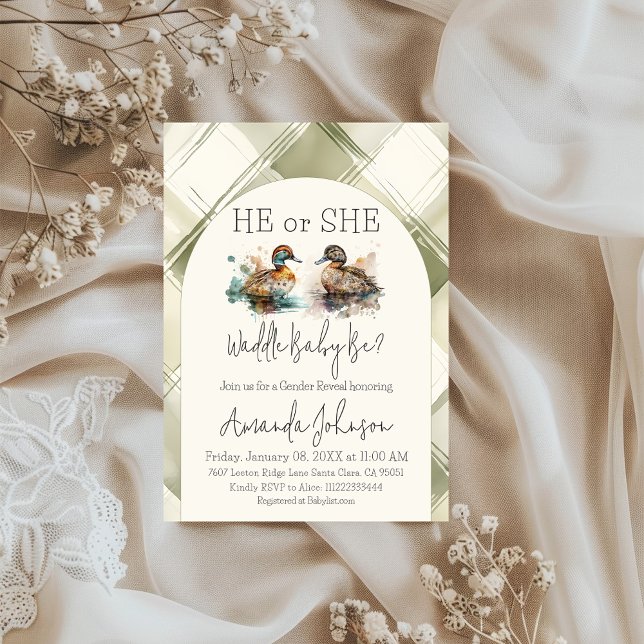 Vaddla det är Mallard Anka Gender Reveal Inbjudningar (Skapare uppladdad)