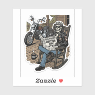 Väder att cykla dekal — Rolig motorcykelskalle kli