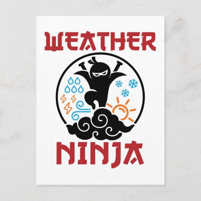 Väder Ninja Meteorolog Meteorologi Väderman Vykort (Framsida)