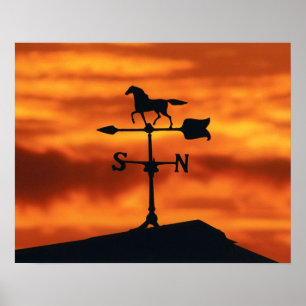 Väder Vane vid Sunset Poster