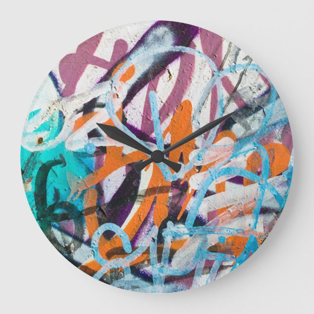 Väderbetongvägg, grungande struktur. stor klocka (Framsida)